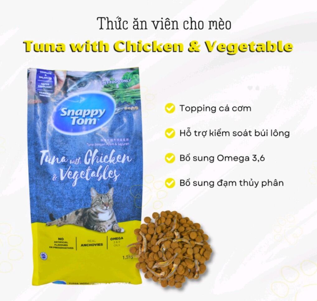 Thức ăn hạt cho mèo Snappy Tom bao xá 8kg