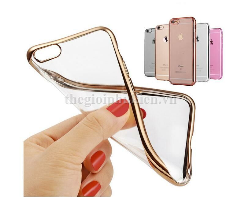Ốp dẻo trong viền vàng cao cấp iphone 6plus, 6 plus , 6S Plus