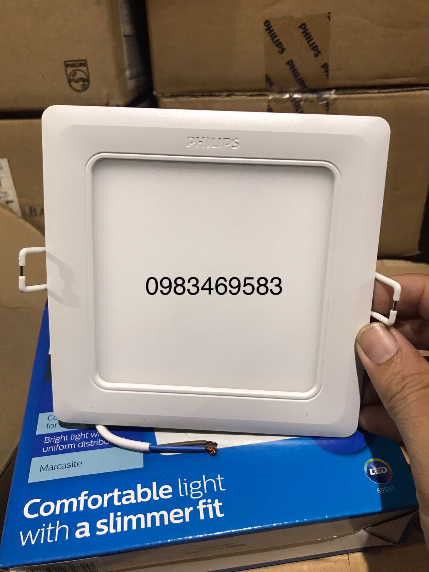 Đèn âm trần led vuông 14w d150 59528 philip