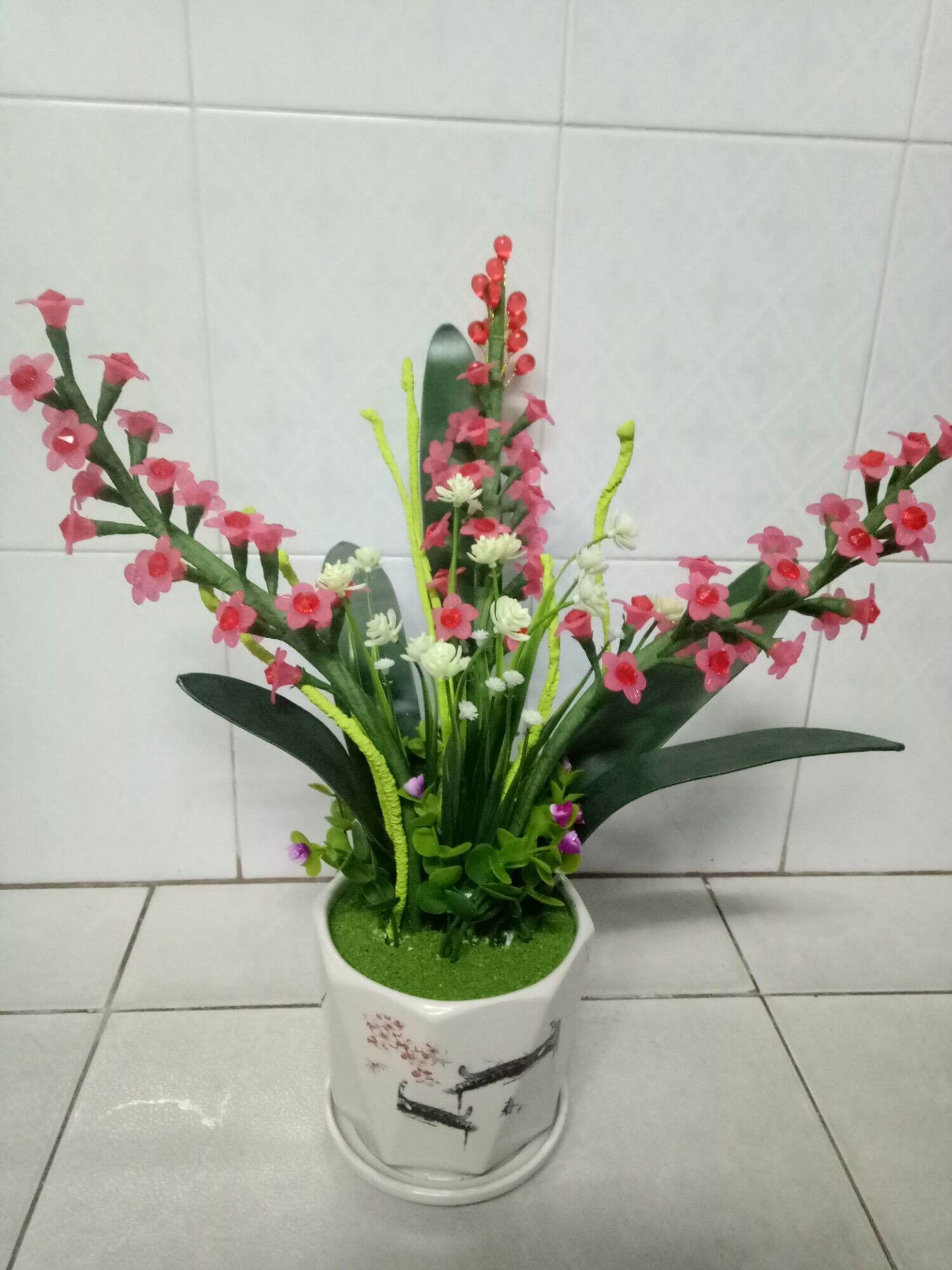 Chậu  lan thuỷ  tiên pha  lê (45x30x30)