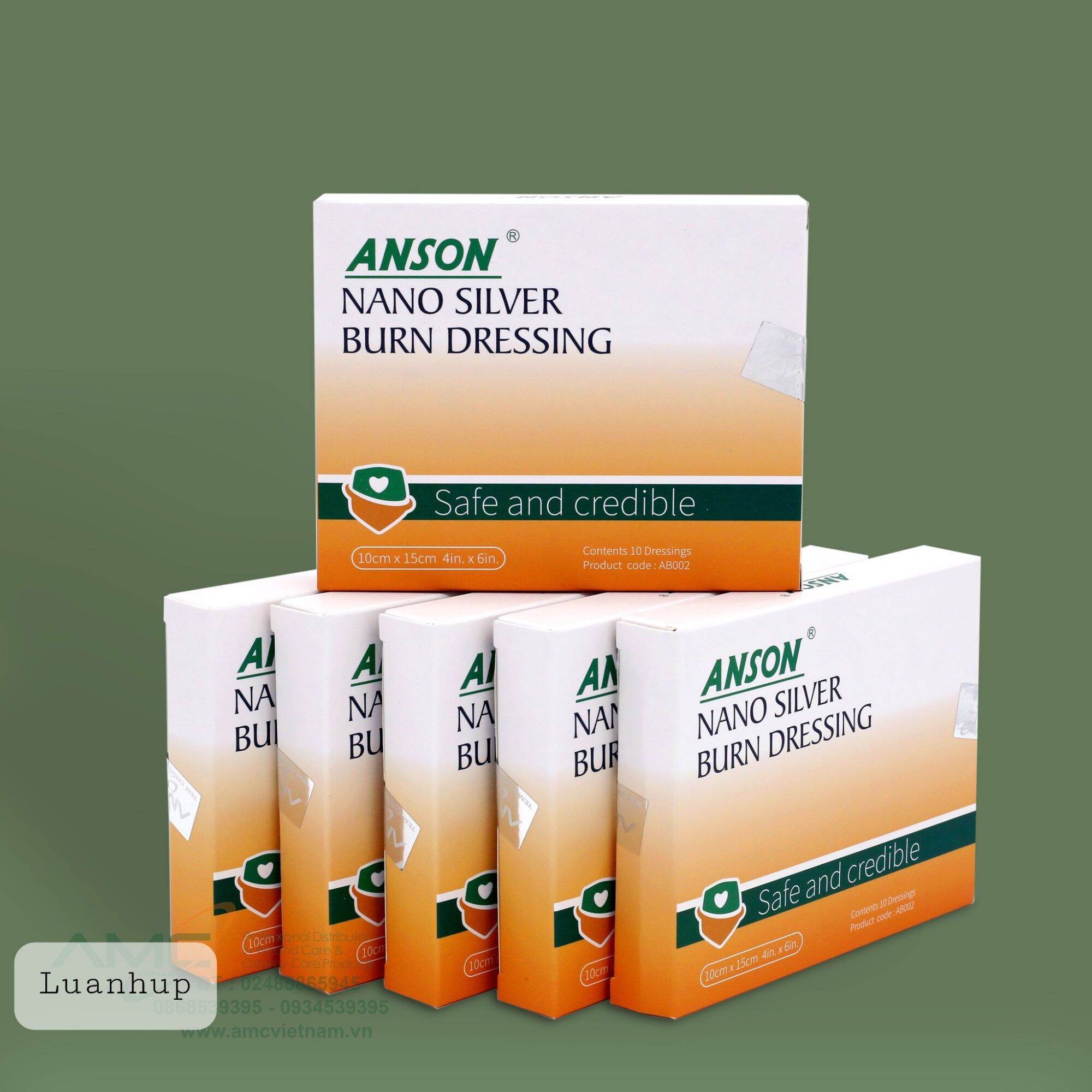 (1 hộp 10 miếng) dán ANSON Nano Silver Burn Dessing