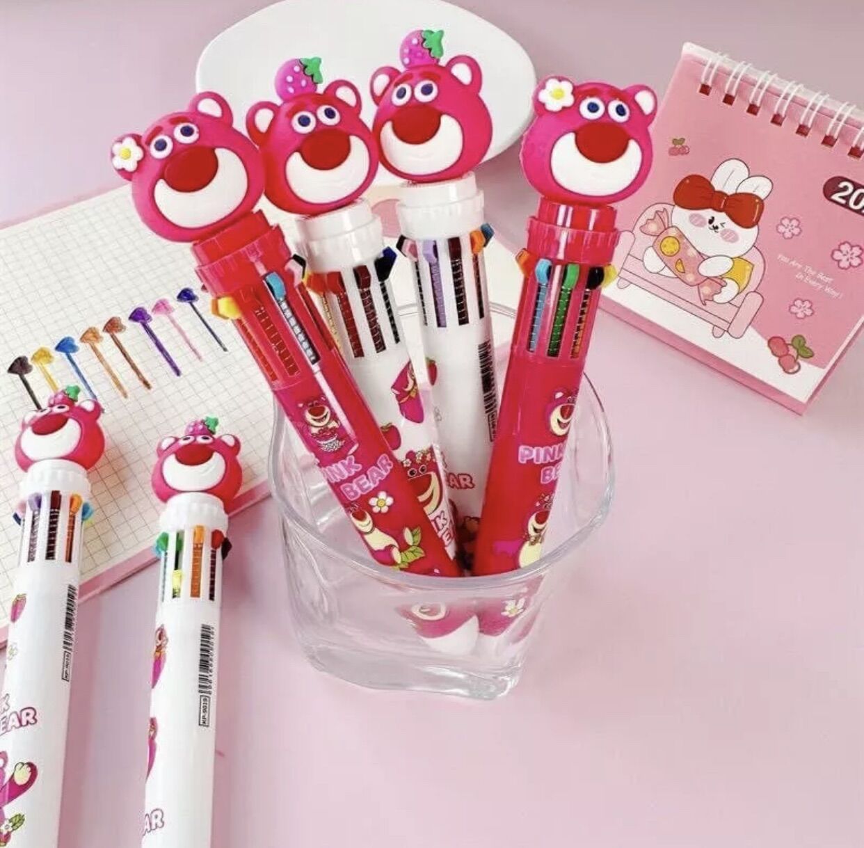 Bút bi bấm 10 ngòi hình gấu dâu Lotso
