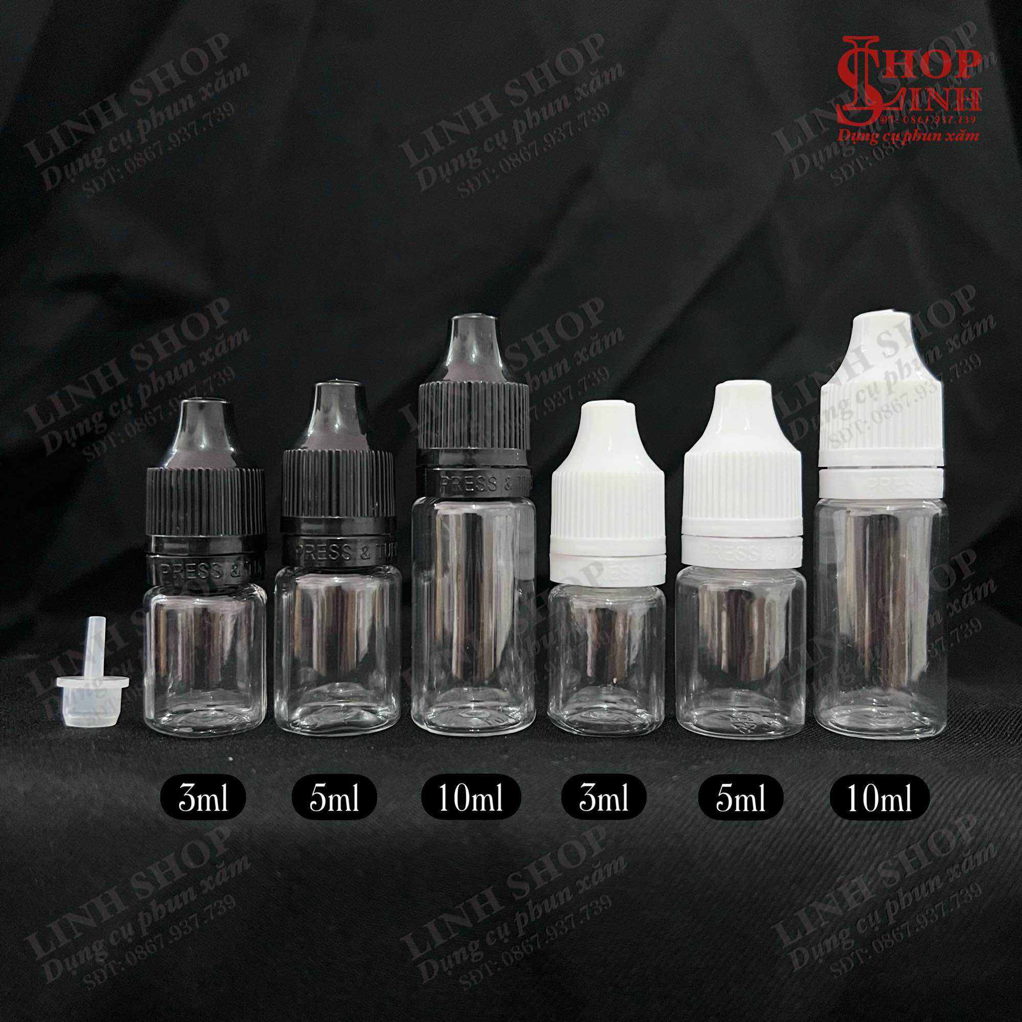 Lọ Nhựa Chiết Mực Xăm-Hũ Nhựa Chiết 3ml 5ml 10ml bình chiết mực xăm Linh Shop...