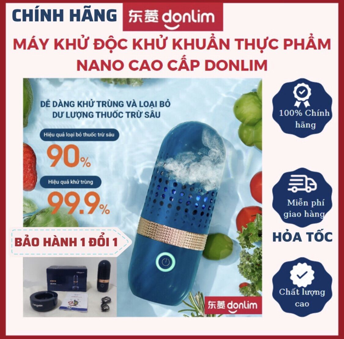 Máy rửa rau quả Donlim, máy khử trùng, tiệt trùng hoa quả, thực phẩm tự động bằng công nghệ điện phân nước H01