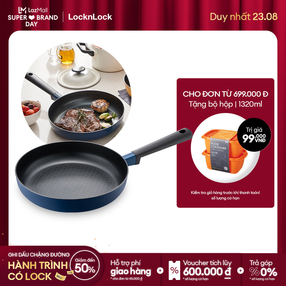 [Duy nhất 23.8 - Mua ngay] LDE1283IH - Chảo nhôm chống dính Lock&Lock DECORE 28CM - Màu Navy