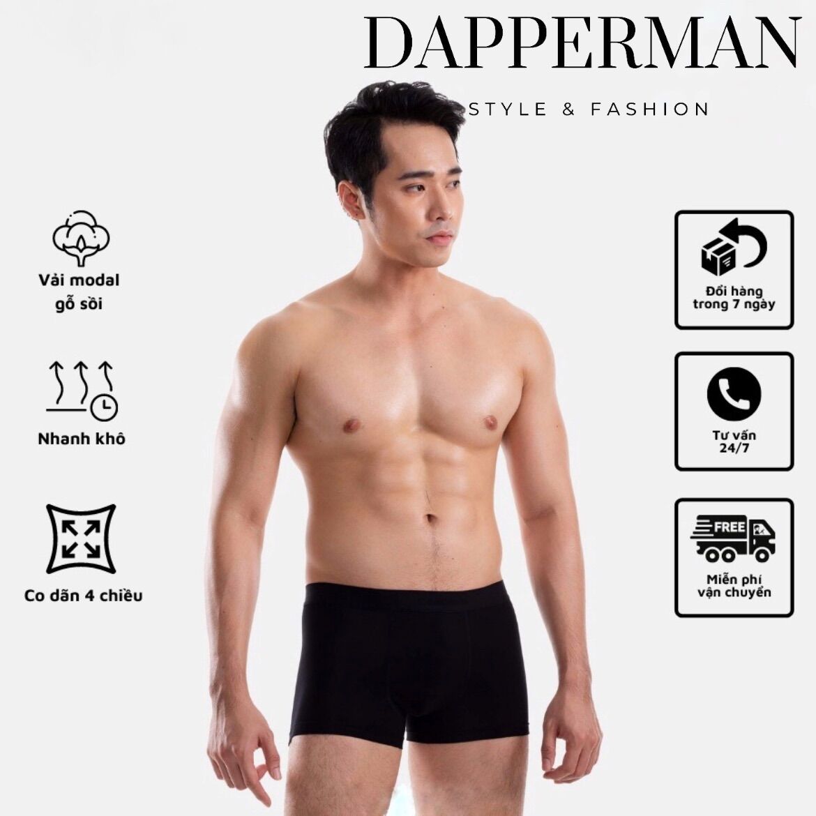 Quần boxer nam Trunk Modal sợi gỗ sồi mềm mại kháng khuẩn cao cấp ICOMBAT