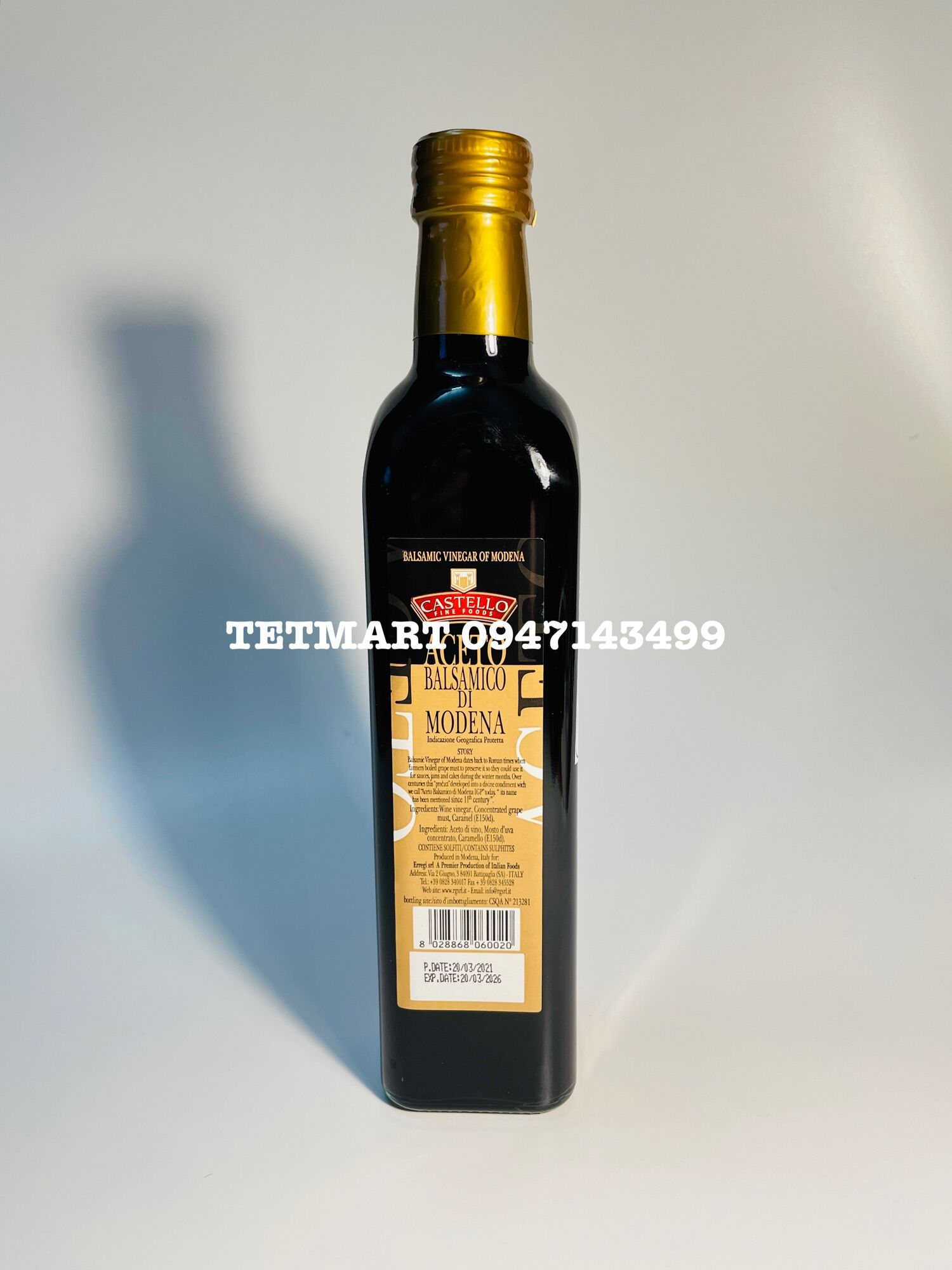 Giấm (Dấm) Balsamic 500ml - Nhập khẩu Ý, Castello