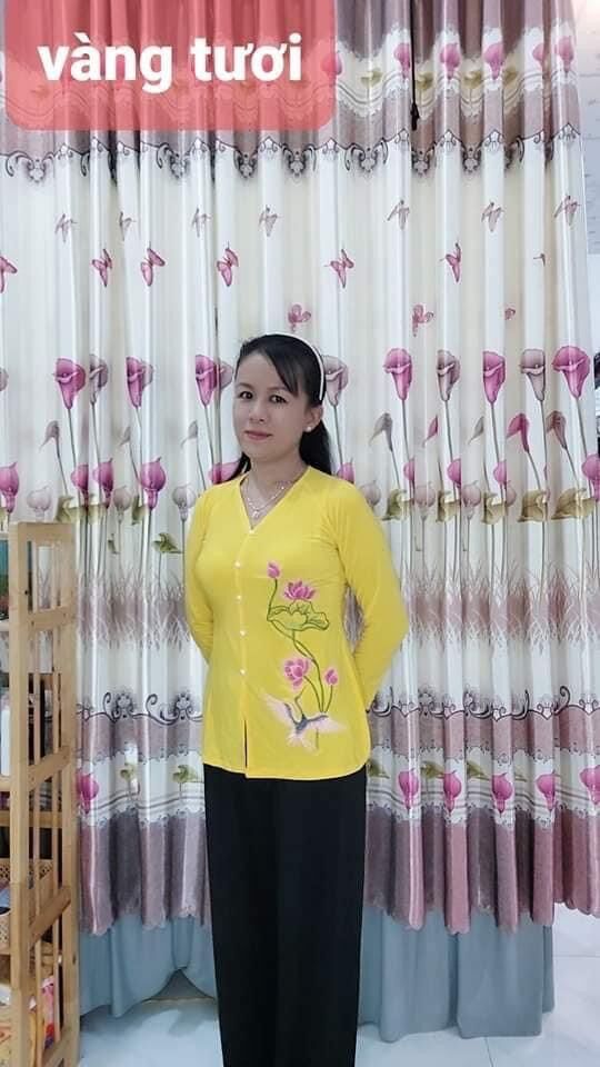 Áo Thêu Hoa sen hồng hạt