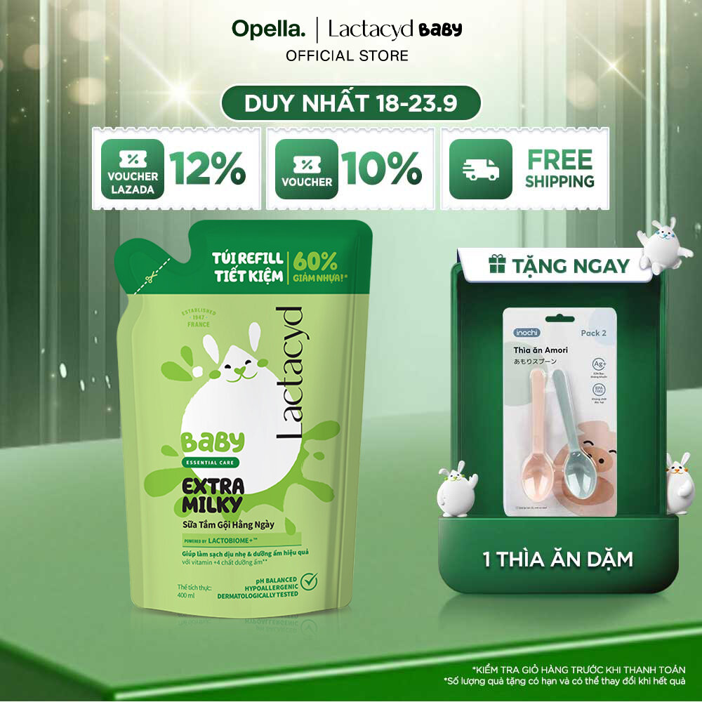 Túi Refill - Sữa Tắm Gội Trẻ Em Lactacyd Milky Bảo Vệ, Nuôi Dưỡng Da và Tóc Bé Vượt Trội 400ml