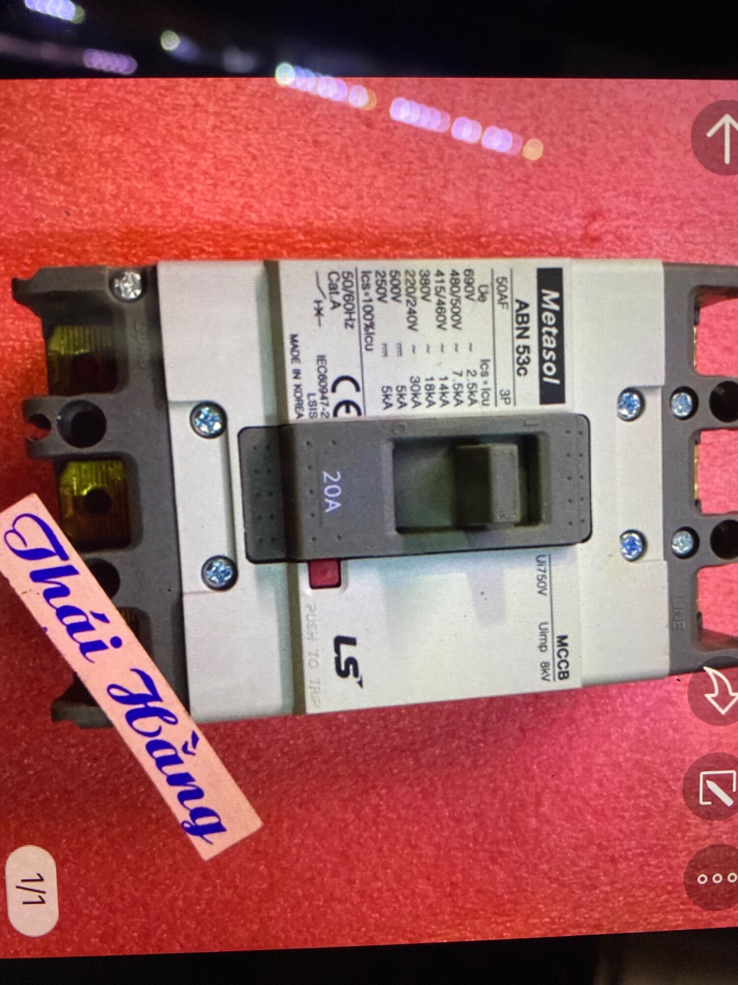 Attomat Metasol MCCB 3 pha ABN53-20 A
