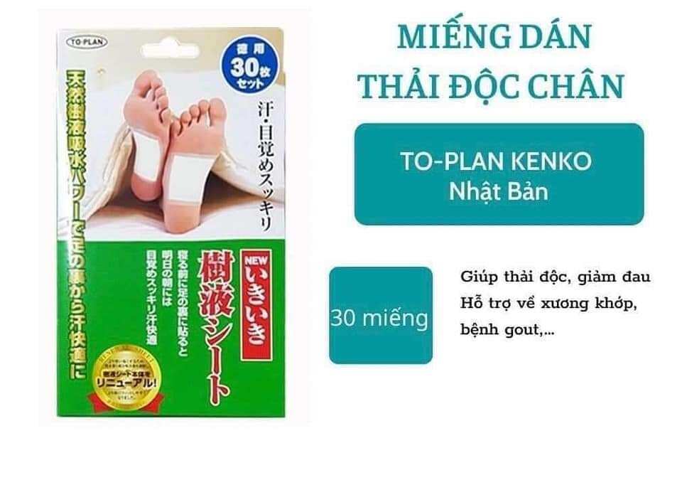 Miếng dán thải độc chân kenko to plan natural foot sheet nhật bản - hộp 30 miếng