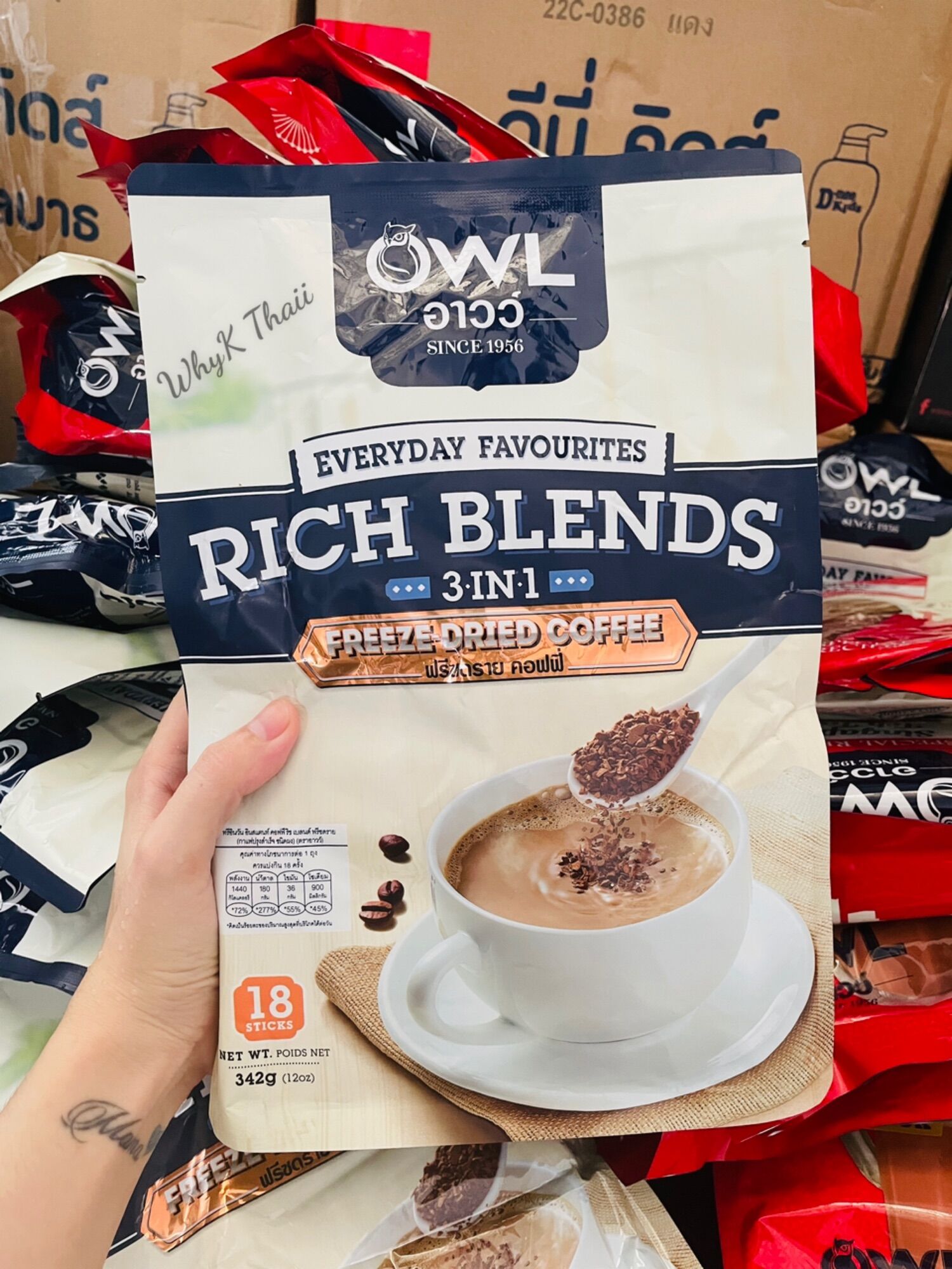 Cafe owl rich blends thơm ngon đậm đặc hàng siêu thị thái lan bịch 18 gói