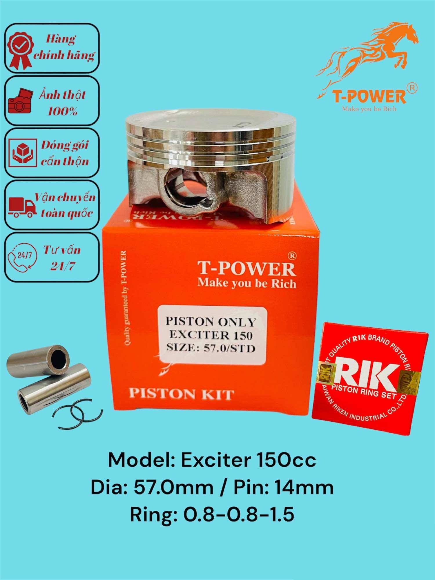 Bộ Piston xe máy Exciter 150cc