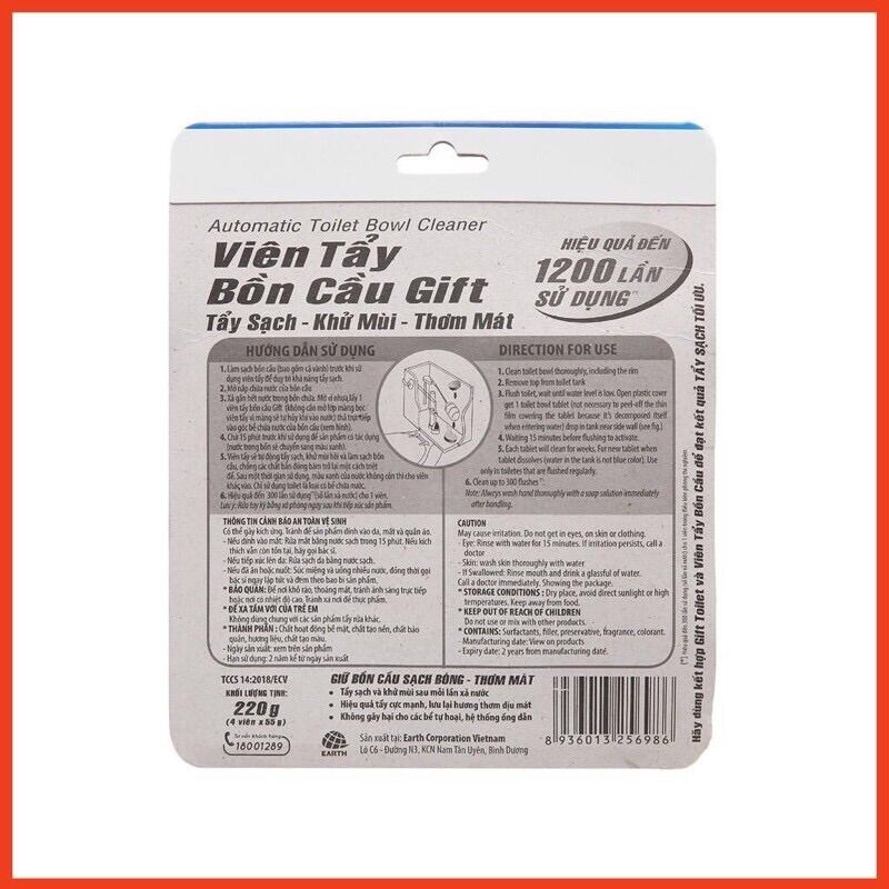 VIÊN THẢ BỒN CẦU GIFT VỈ 4 VIÊN ( 4x55G)