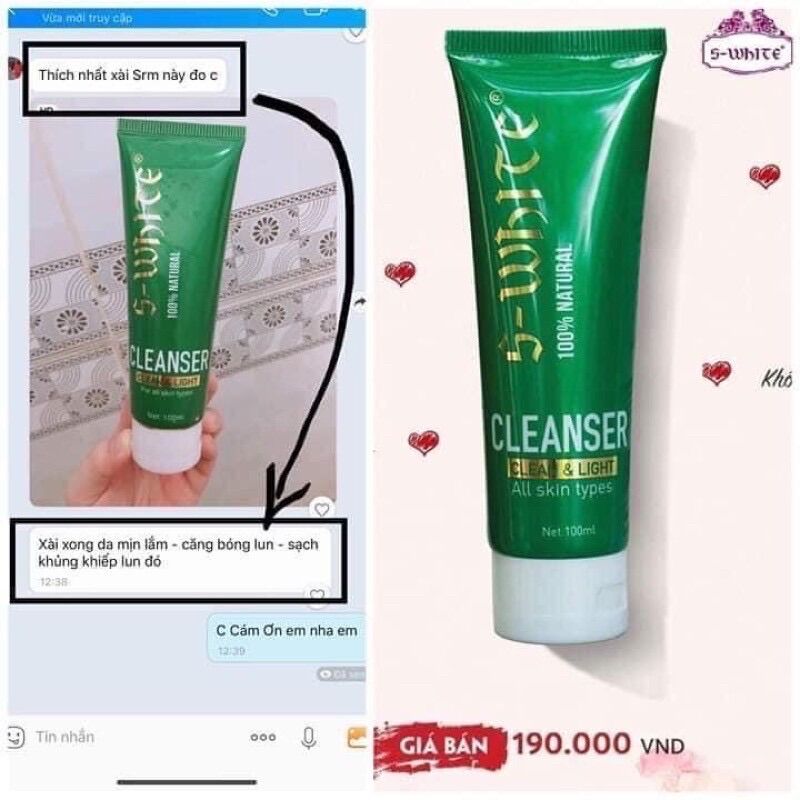 [HCM]Sữa rửa mặt trắng mịn da Swhite
