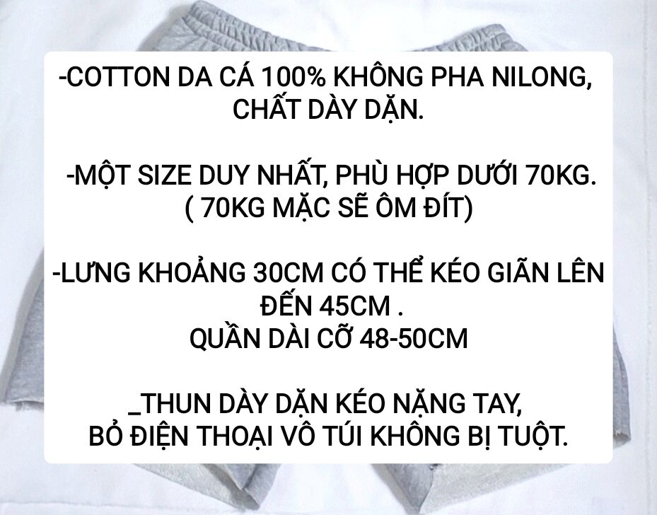 QUẦN THUN COTTON DA CÁ, QUẦN SHORT  CHẤT DÀY DẶN..