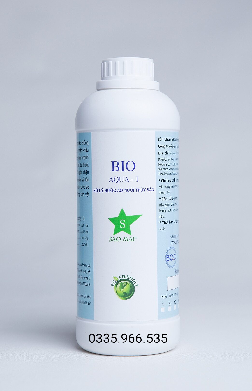 Can 5 lít chế phẩm sinh học khử khí độc tạo màu nước ao nuôi tôm, cá BIO AQUA-1