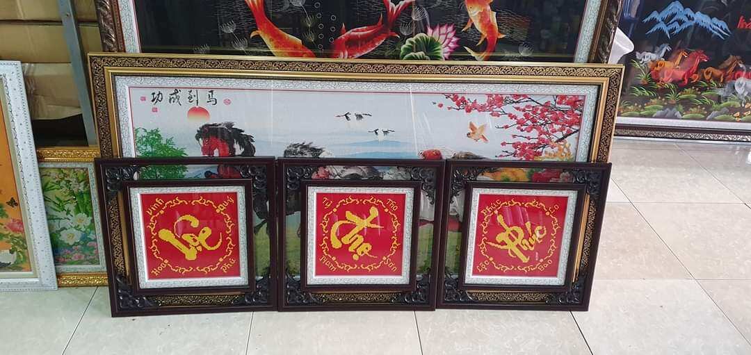 Tranh đính đá phúc lộc thọ chưa đính lv372 kt 105×35cm
