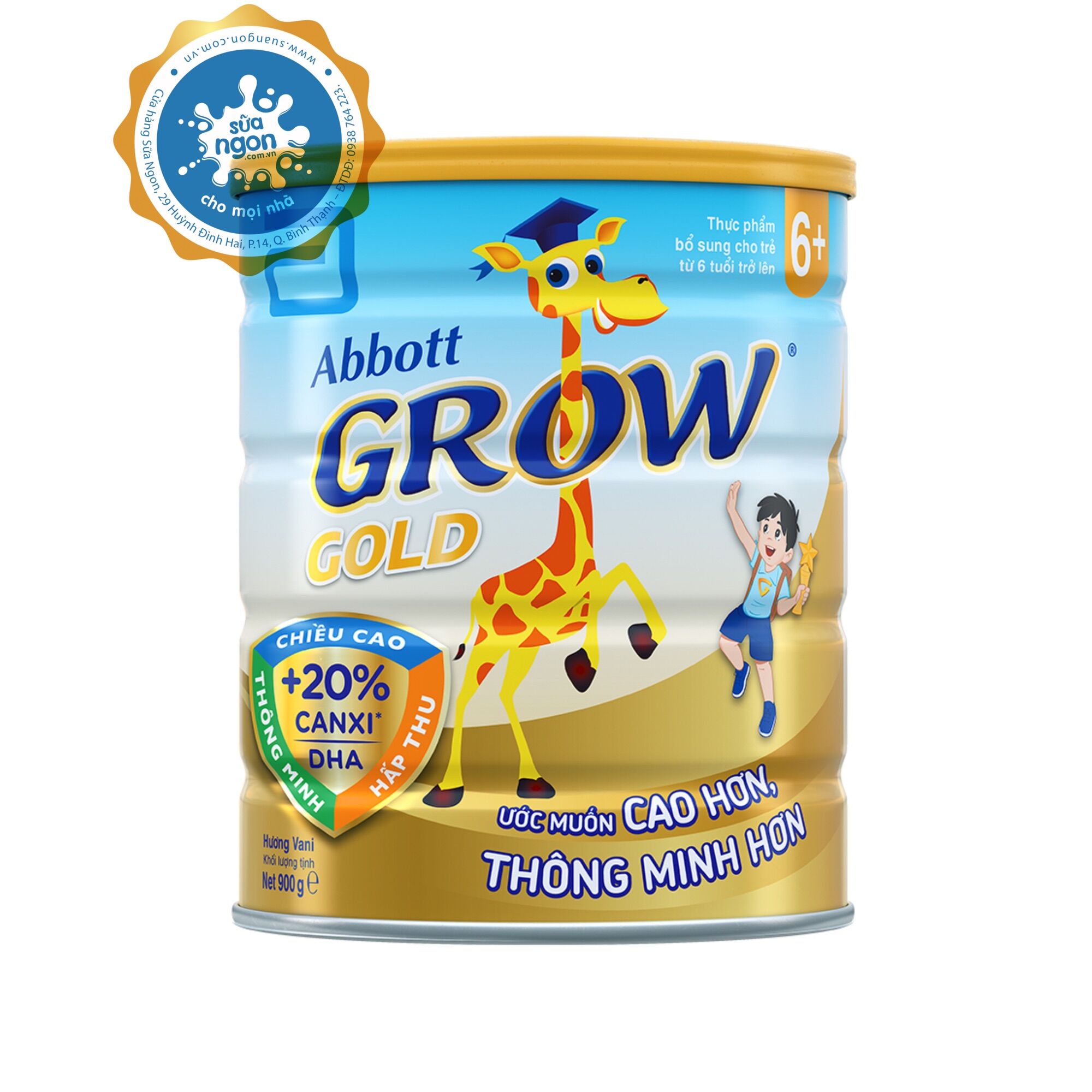 Sữa bột Abbott Grow Gold 6+ hương vani 900g