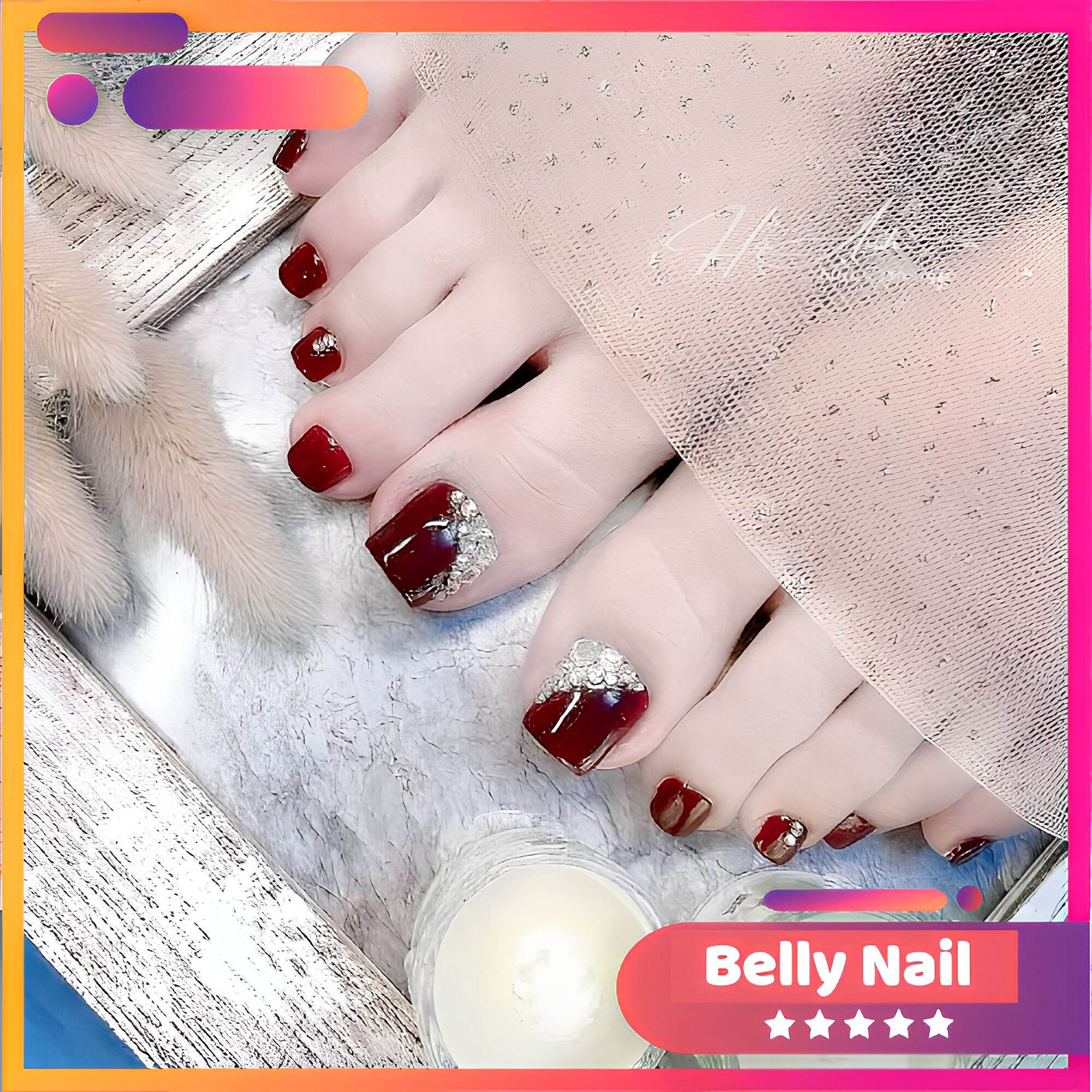 Móng chân giả kèm keo bộ 24 móng kèm keo belly Nail