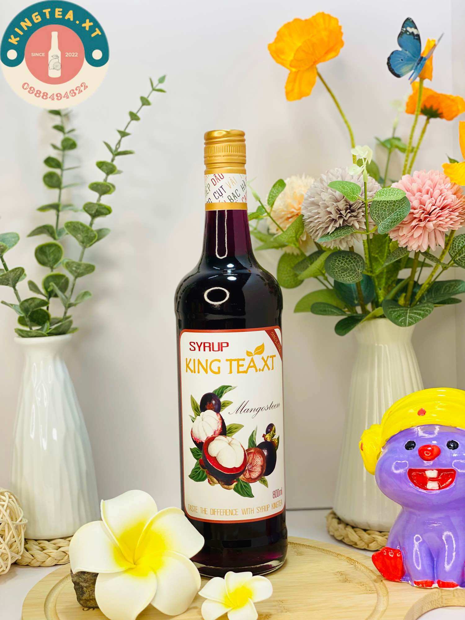 Syrup măng cụt pha chế kingtea.xt- chai thủy tinh 800ml