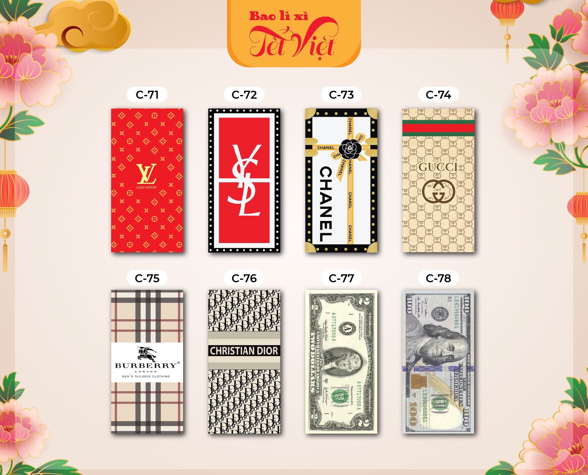 Set 10 bao lì xì tết 2022 giá rẻ