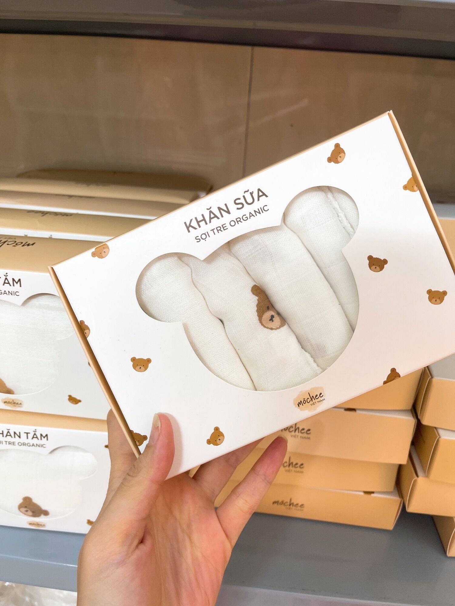 Khăn Sữa Sợi Tre Organic Mochee cho bé sơ sinh siêu mềm