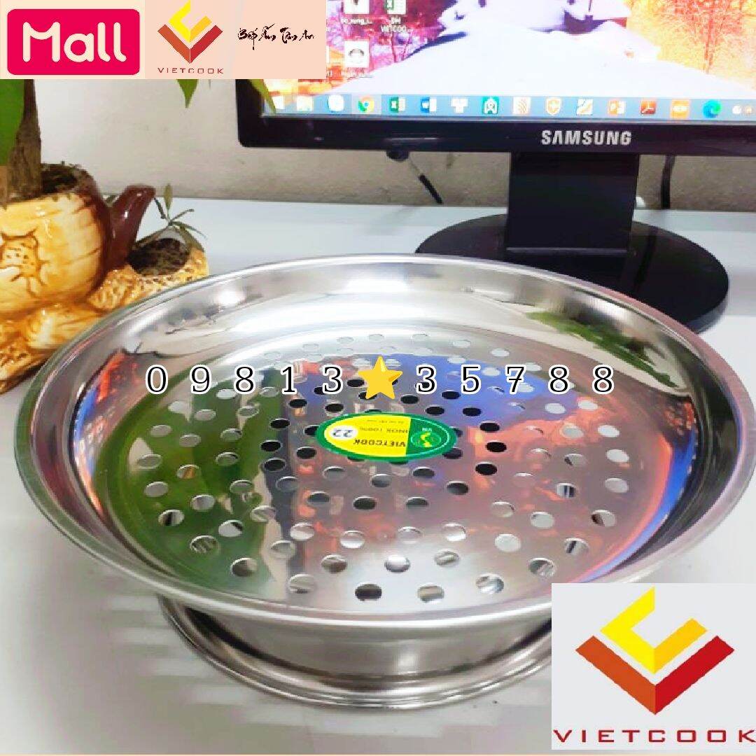 Vỉ hấp inox vietcook cách thủy size 20, 22, 24 cm có chân đế, xửng hấp cao cấp chính hãng