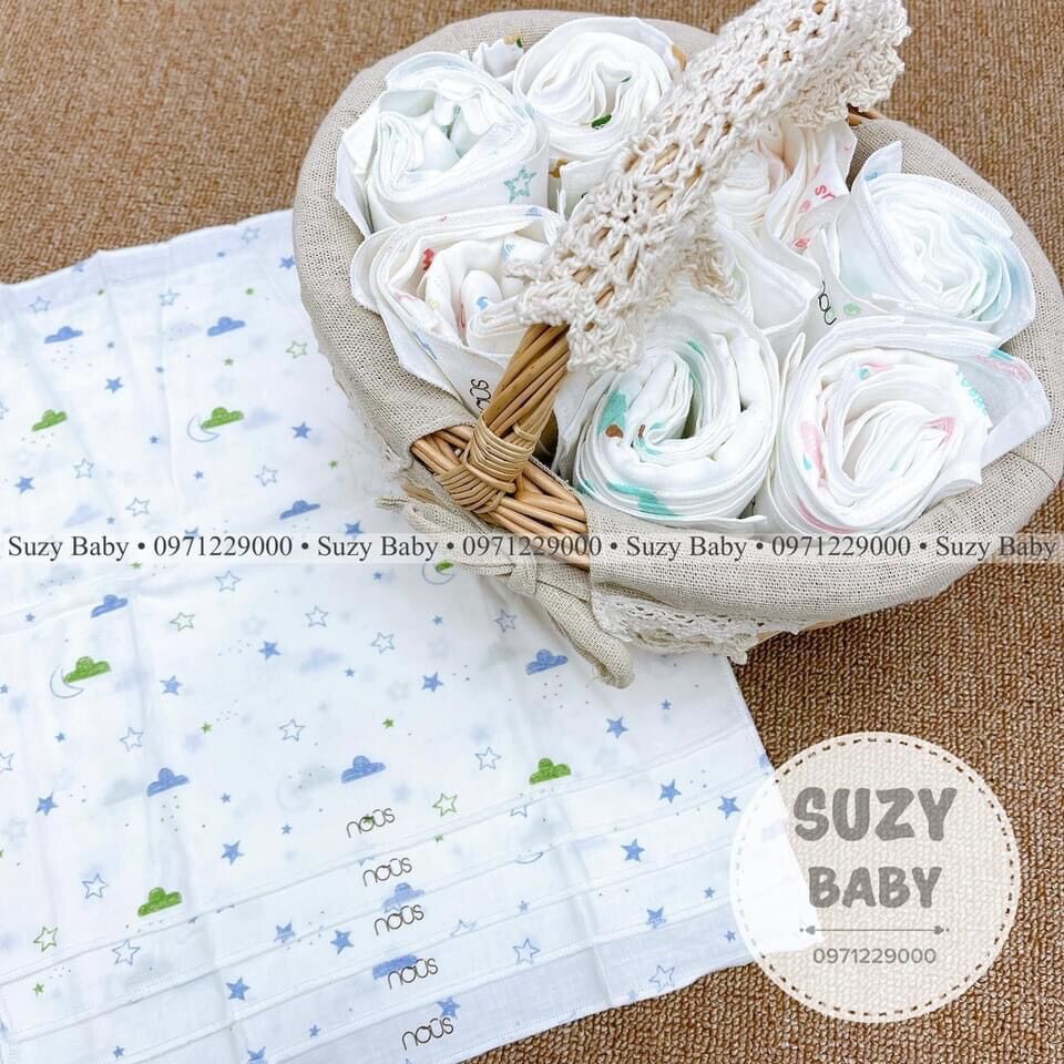 Set of 5 Nous Muslin Towels with New Patterned Prints