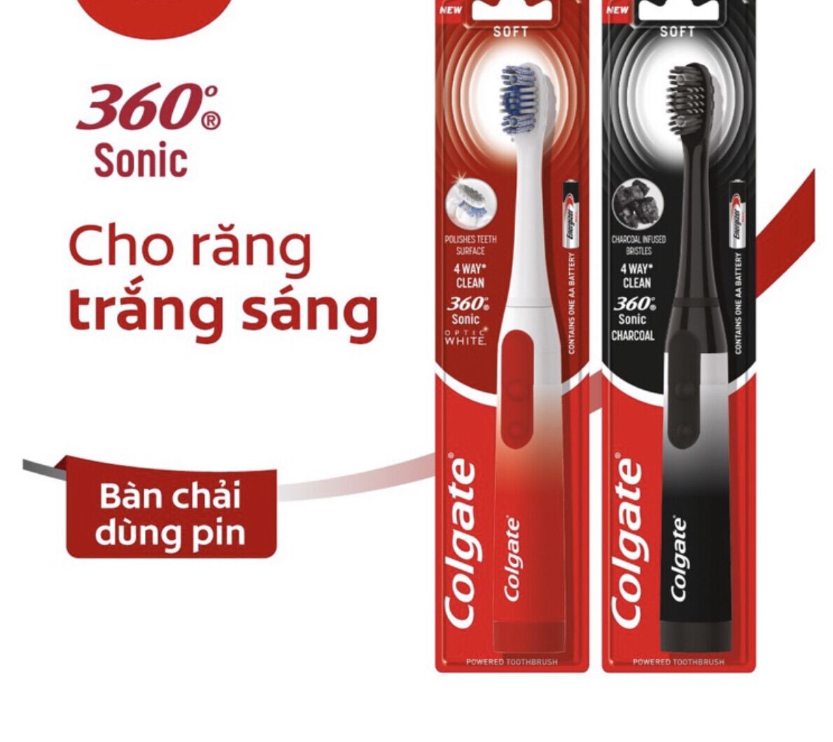 Bàn Chải Đánh Răng Điện Colgate Sonic 360 Charcoal  công nghệ sóng âm