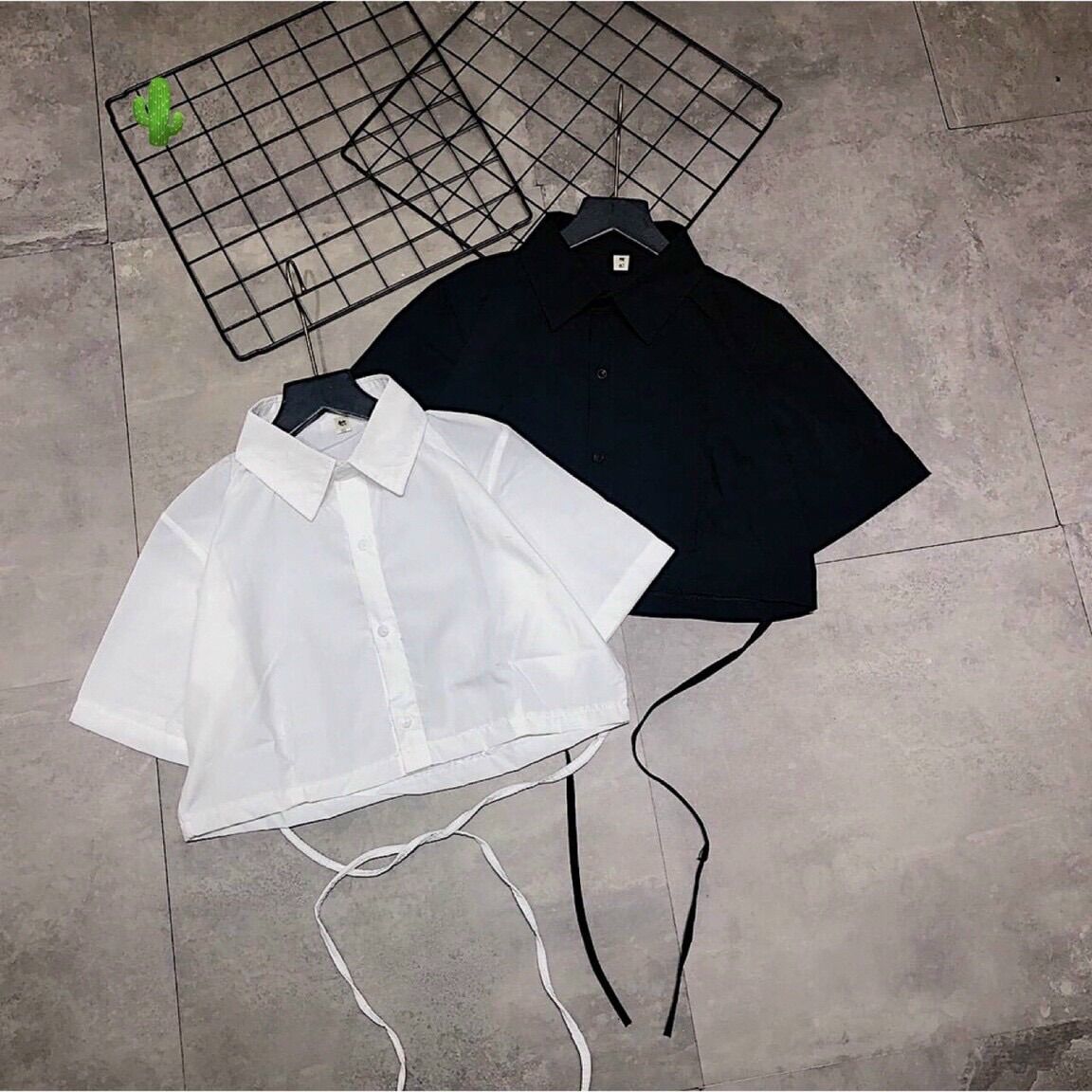 Áo sơ mi dây quấn eo croptop SM20