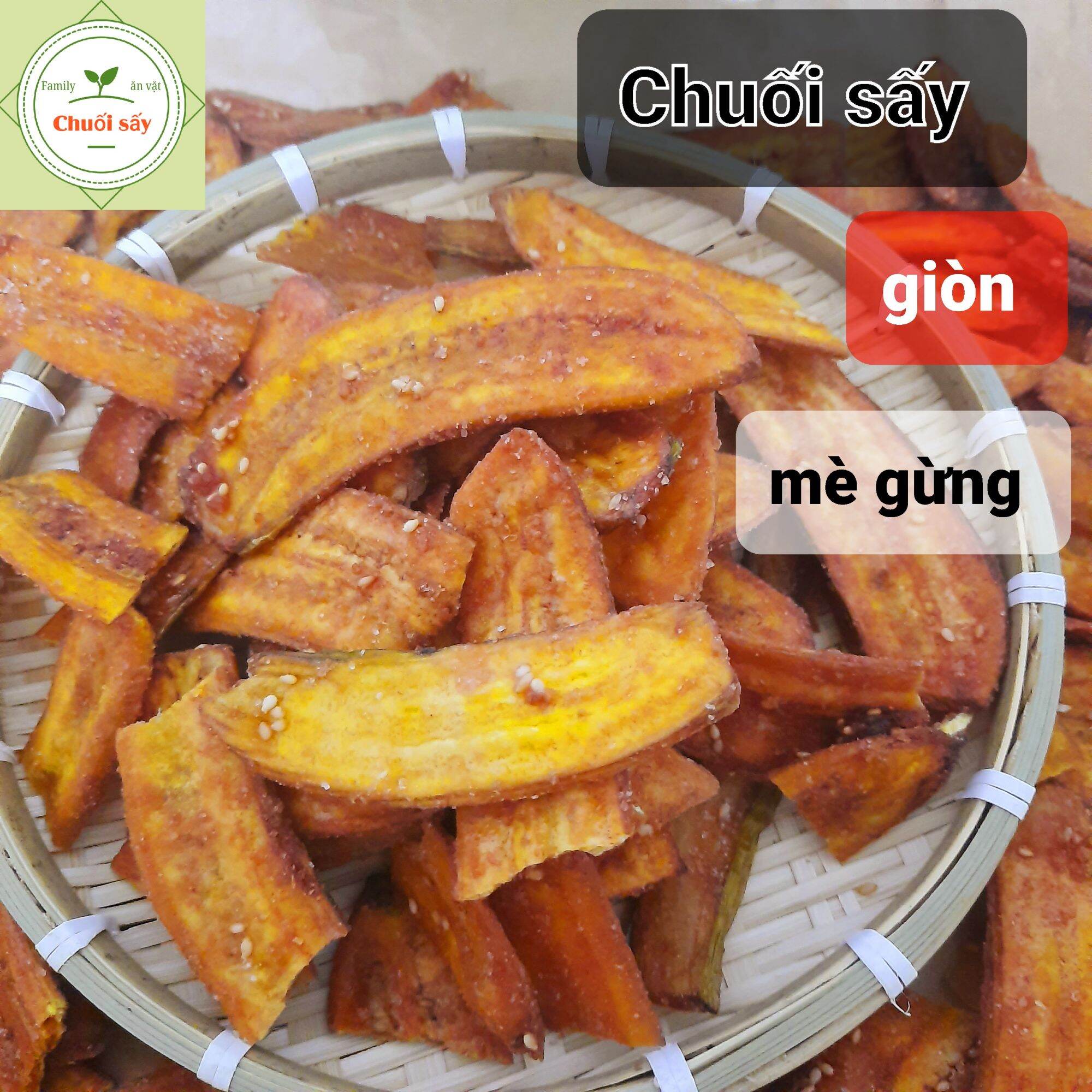 Chuối sấy giòn mè gừng - túi 180gr