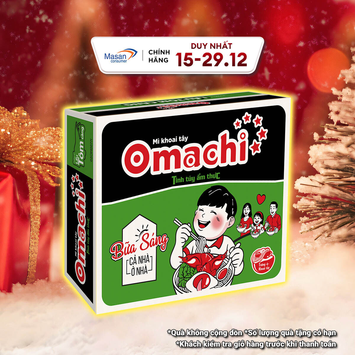  Mì Khoai Tây Omachi Lẩu Tôm Càng - Thùng 30 Gói x 80g 