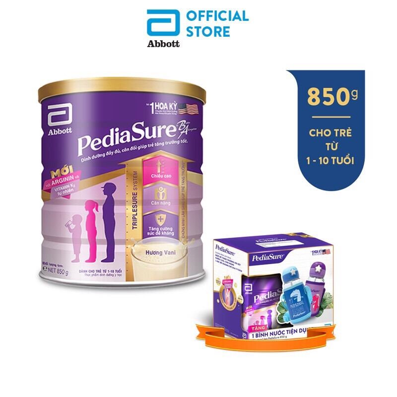 Sữa bột pediasure vani 850g tặng bình nước tiện dụng
