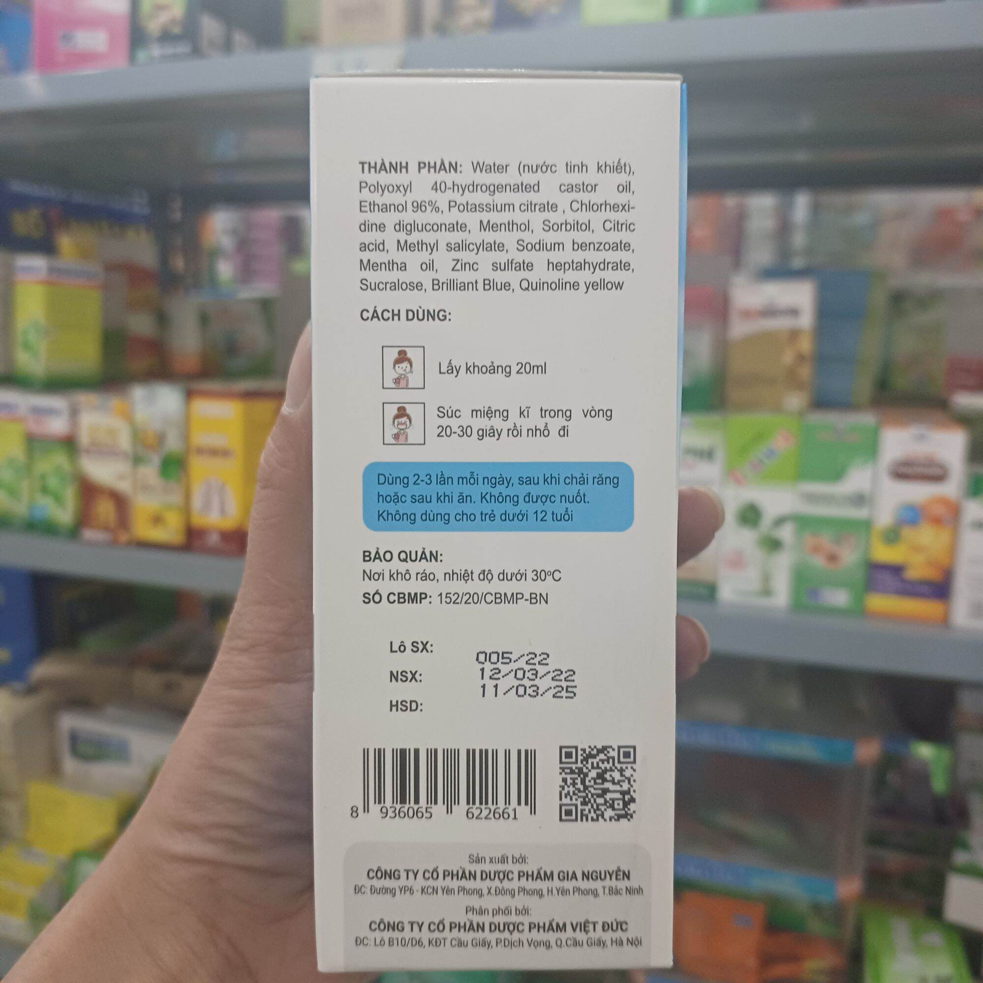 Nước xúc miệng Maxxsea chlorhexidine 0.2% chai 250ml