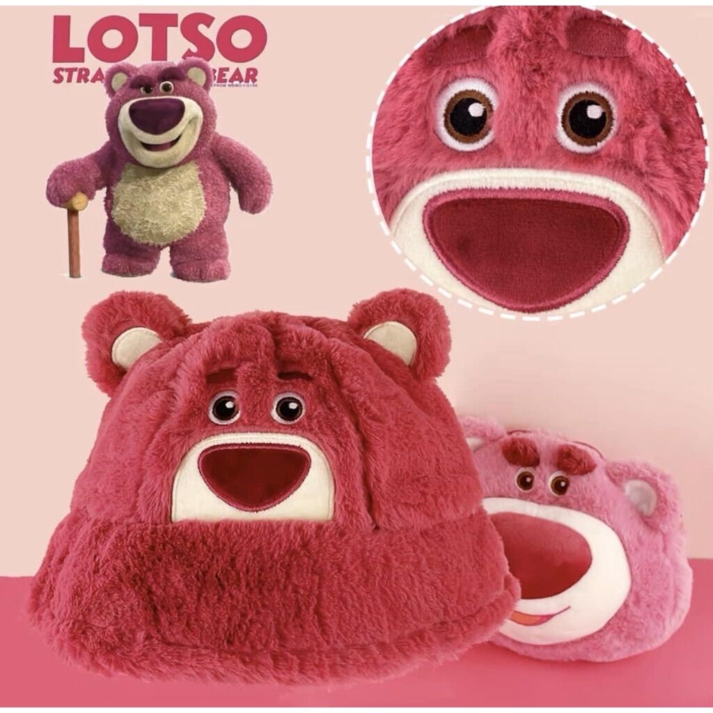 Mũ lông chú gấu hồng dễ thương