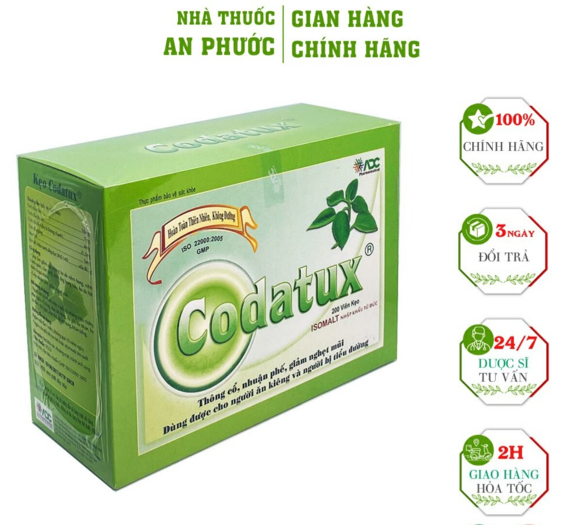 Kẹo ngậm ho long đờm codatux 200 viên