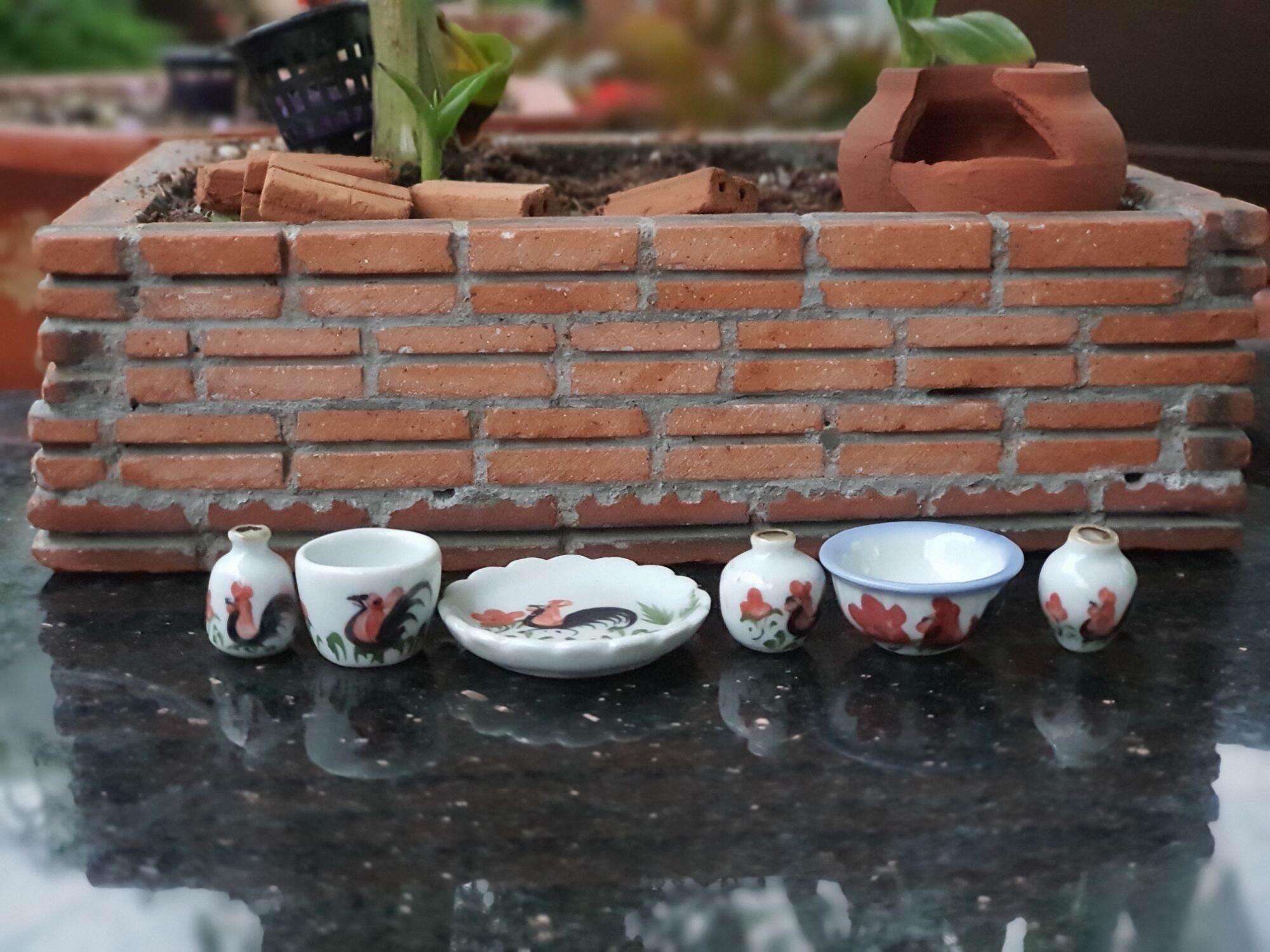 6 món sản phẩm gốm sứ mini in hình con gà