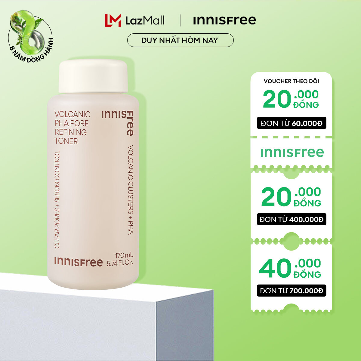 Nước cân bằng se khít lỗ chân lông INNISFREE Volcanic PHA Pore Refining Toner