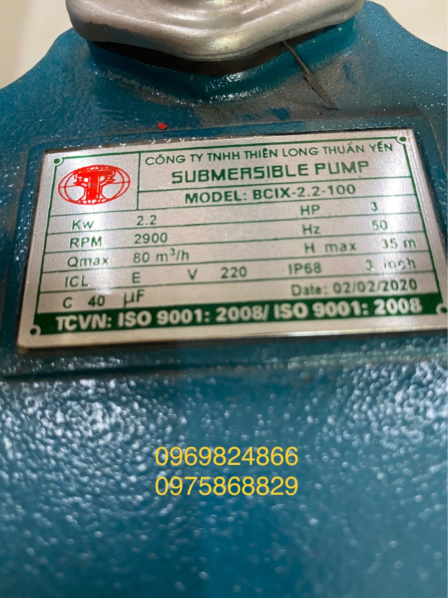 Máy bơm tõm, máy bơm chìm 2.2KW, 100% dây đồng