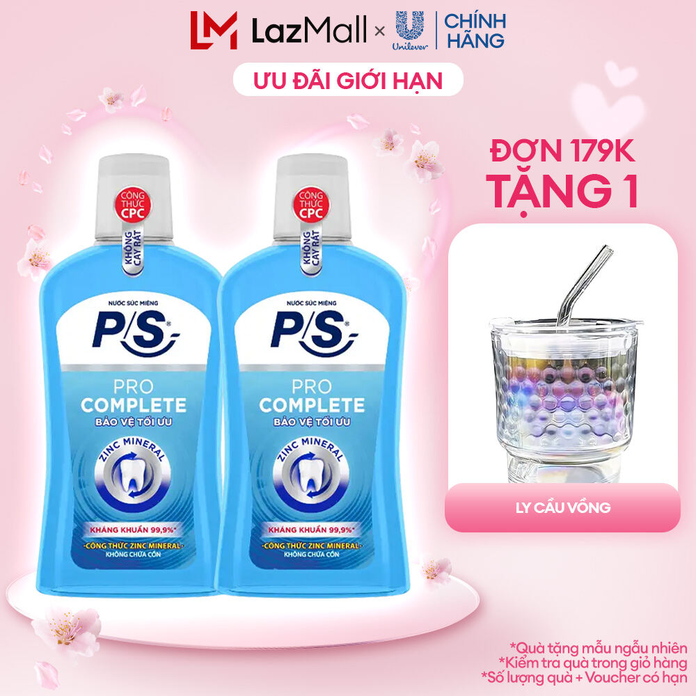 Bộ 2 Nước súc miệng P/S Chuyên gia kháng khuẩn 500ml giúp kháng khuẩn 99.9% chỉ sau 30 giây