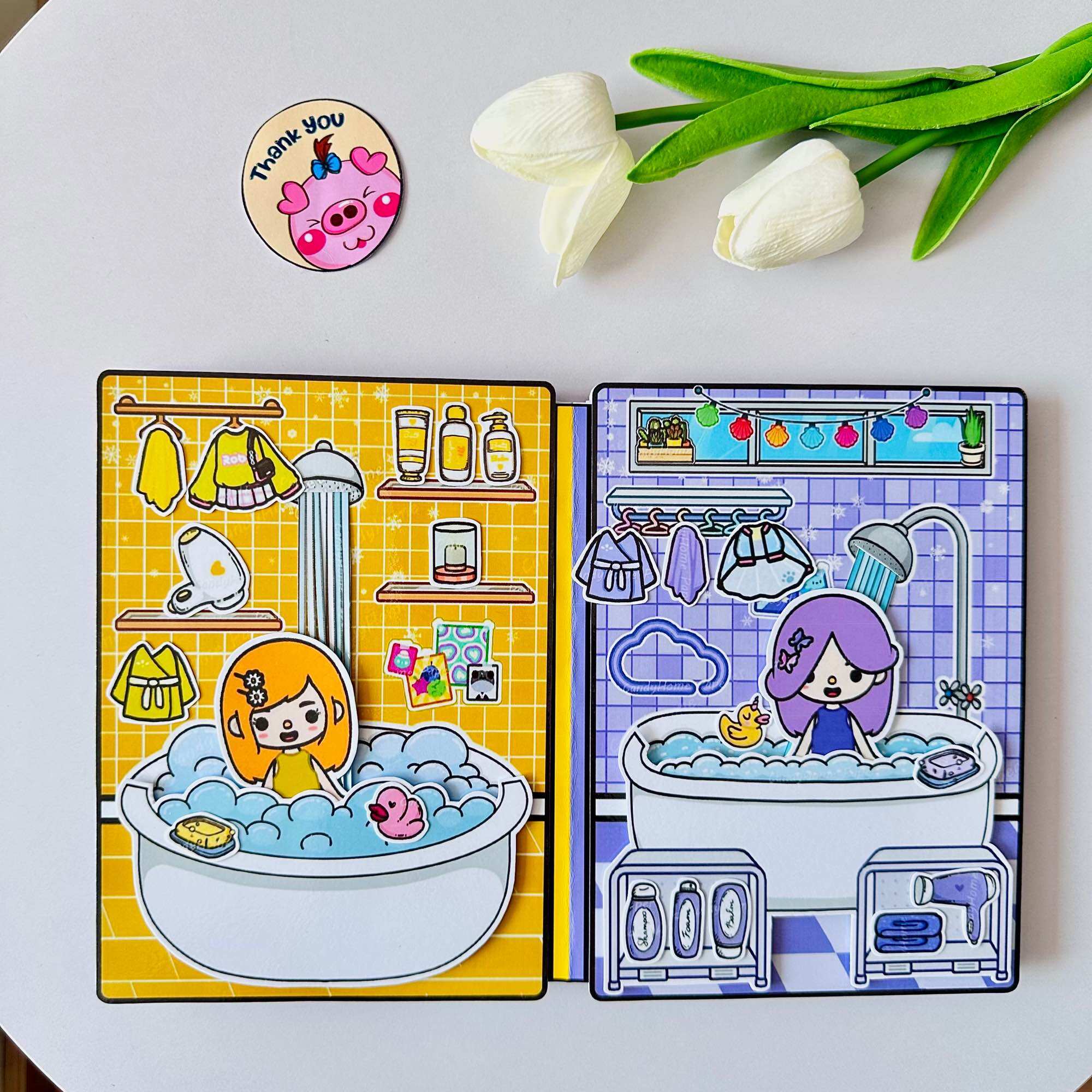 Ngôi nhà màu tím vàng của Tocaboca - Búp bê giấy