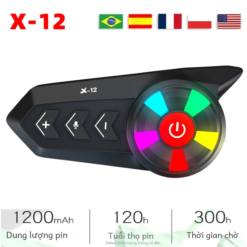 X12 Xe Máy Tai Nghe Bluetooth 5 Nhiều Màu Sắc Thở Chạy Xoay Ánh Sáng 1200Mah Ipx6 Tai Nghe Chống Nước Tích Hợp Pin