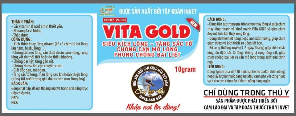 Vita gold (siêu kích lông-tăng sác tố-chống cắn mổ lông/sâu lông-phòng chống bại liệt)-lão đại