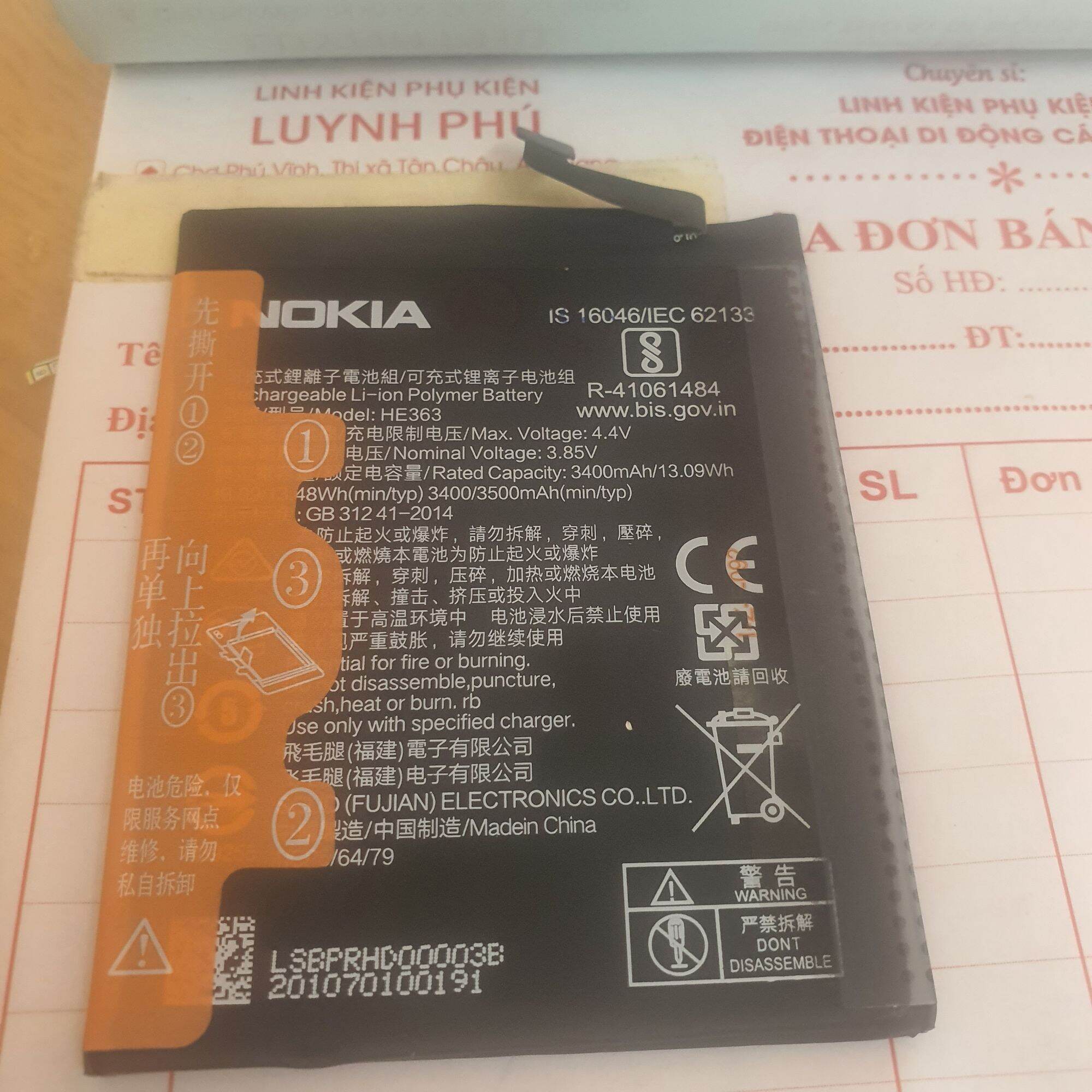 Pin nokia 8.1 plus nokia 3.1 plus he363 he376 3500mah có bảo hành