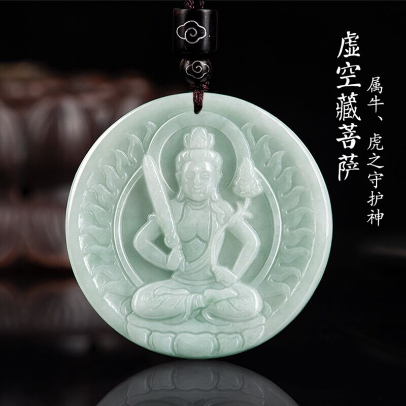 Phật bản mệnh ngọc jadeite trắng bóng