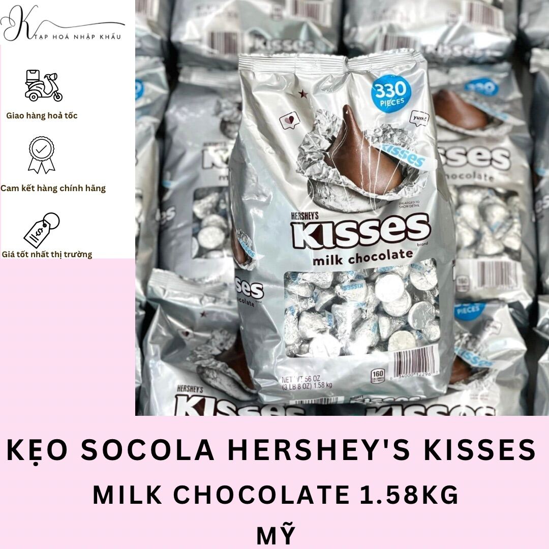 KẸO SOCOLA HERSHEY S KISSES MILK CHOCOLATE GÓI 1.58KG CỦA MỸ