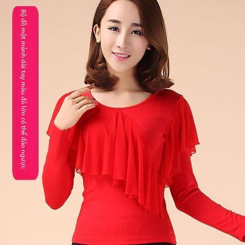 Modal tay ngắn lưới lá nữ vuông khiêu vũ trang phục phong cách mới biểu diễn múa latin thực hành mặc