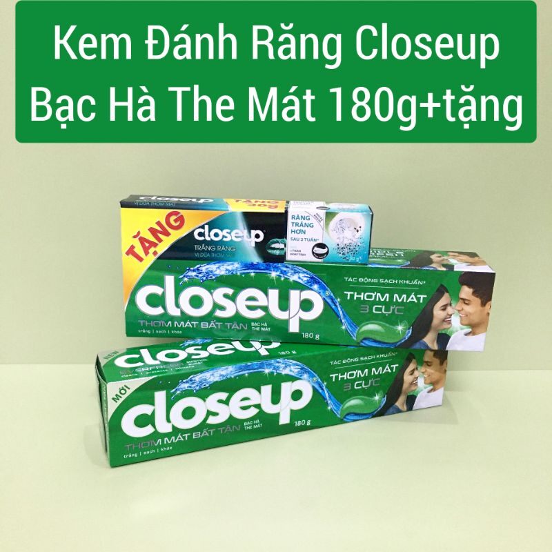 Kem đánh răng closeup bạc hà 180g tặng kem đánh răng muối 30g