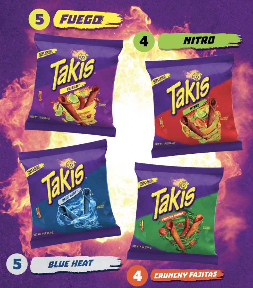Bánh snack chips Takis Mỹ cay Fuego, Nitro, Blue Heat, Crunchy Fajitas